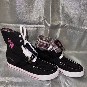 U.S. Polo Assn. Black and Pink High-Top Sneakers